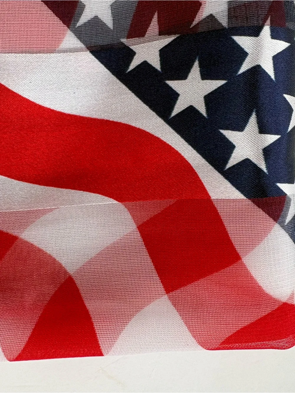 American Flag Patriotic Sheer Scarf 39x39 Square Red White Blue Lightweight
